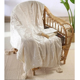 Velvet Tassles - Sofa Throw (White)